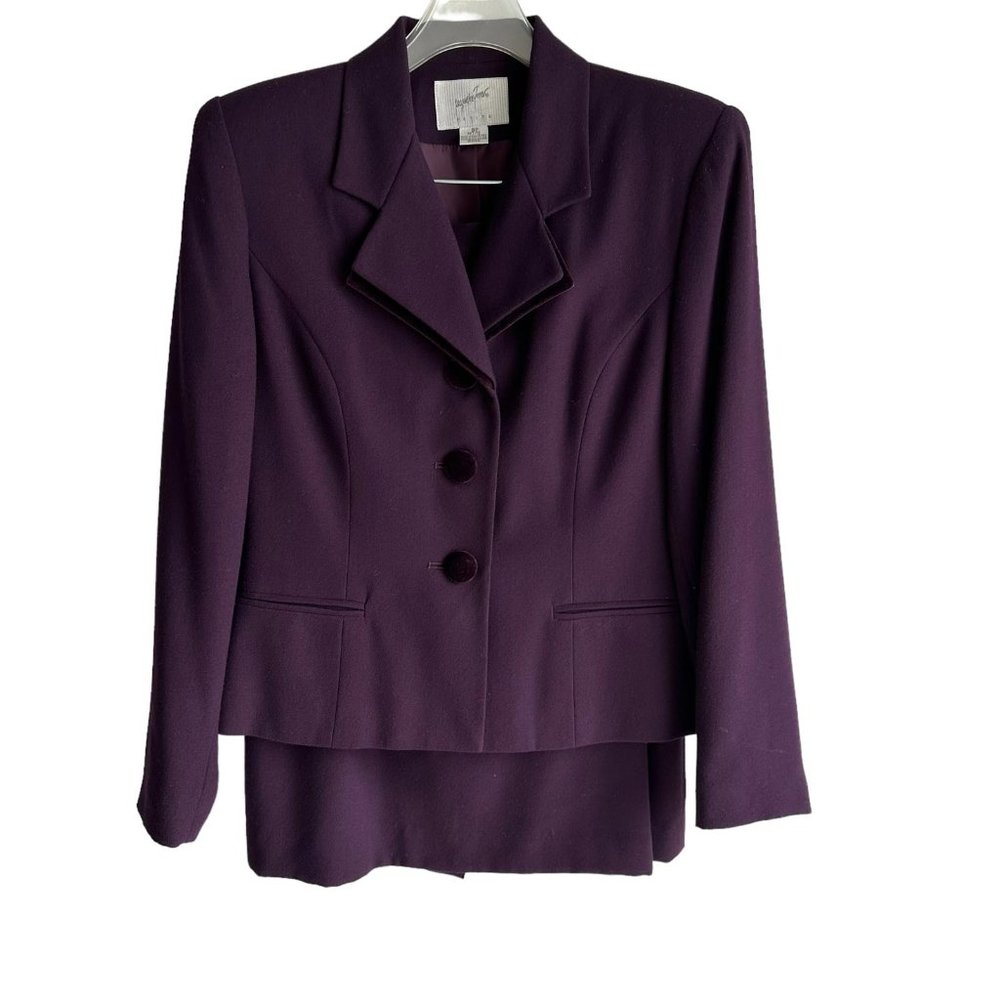 JACQUELINE FERRAR Petites Plum Career Formal Ladies Skirt Suit, 8P